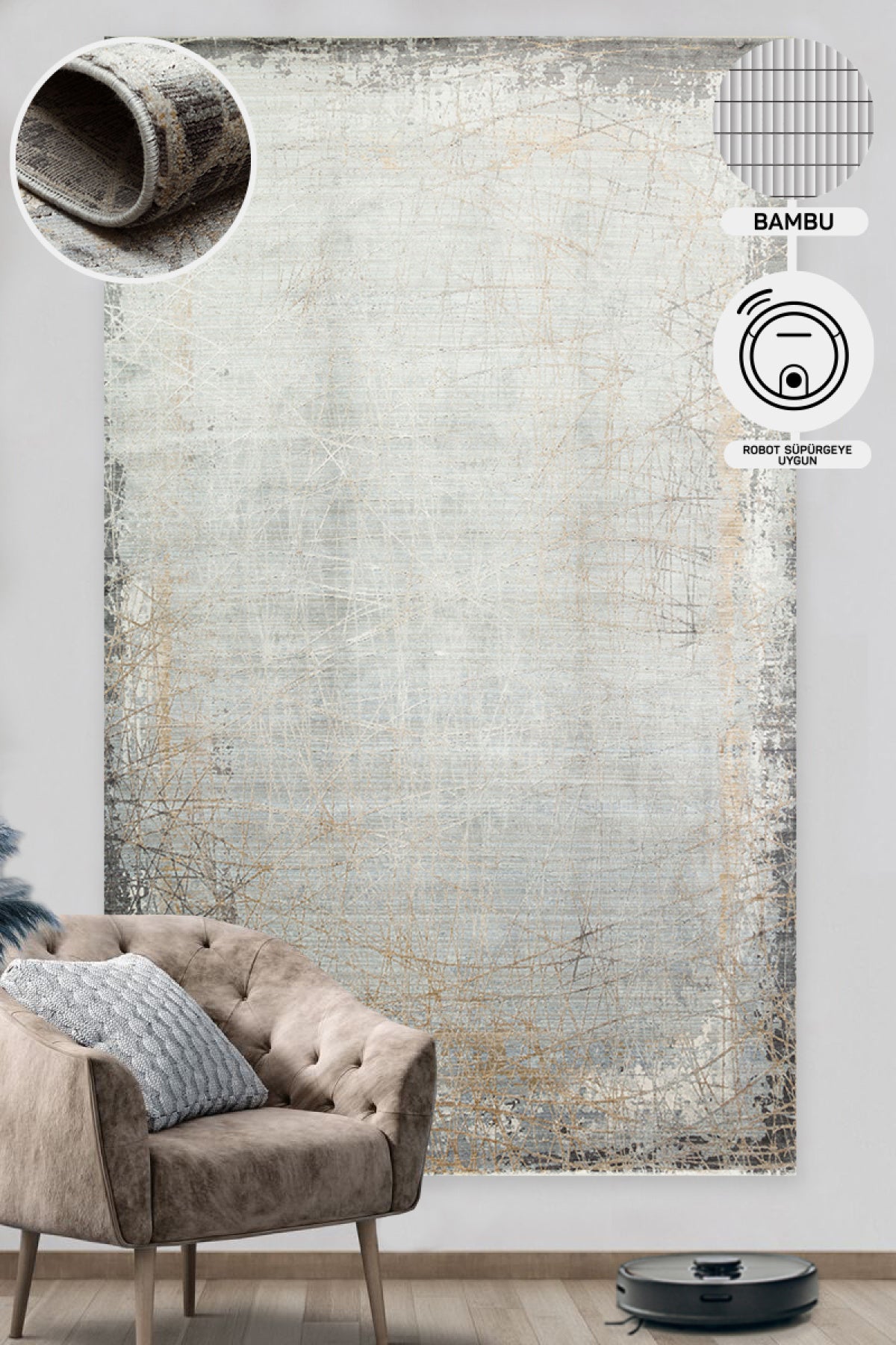 High Quality Closely Woven Modern Soft Textured Gray Gold Color Custom Living Room Carpet