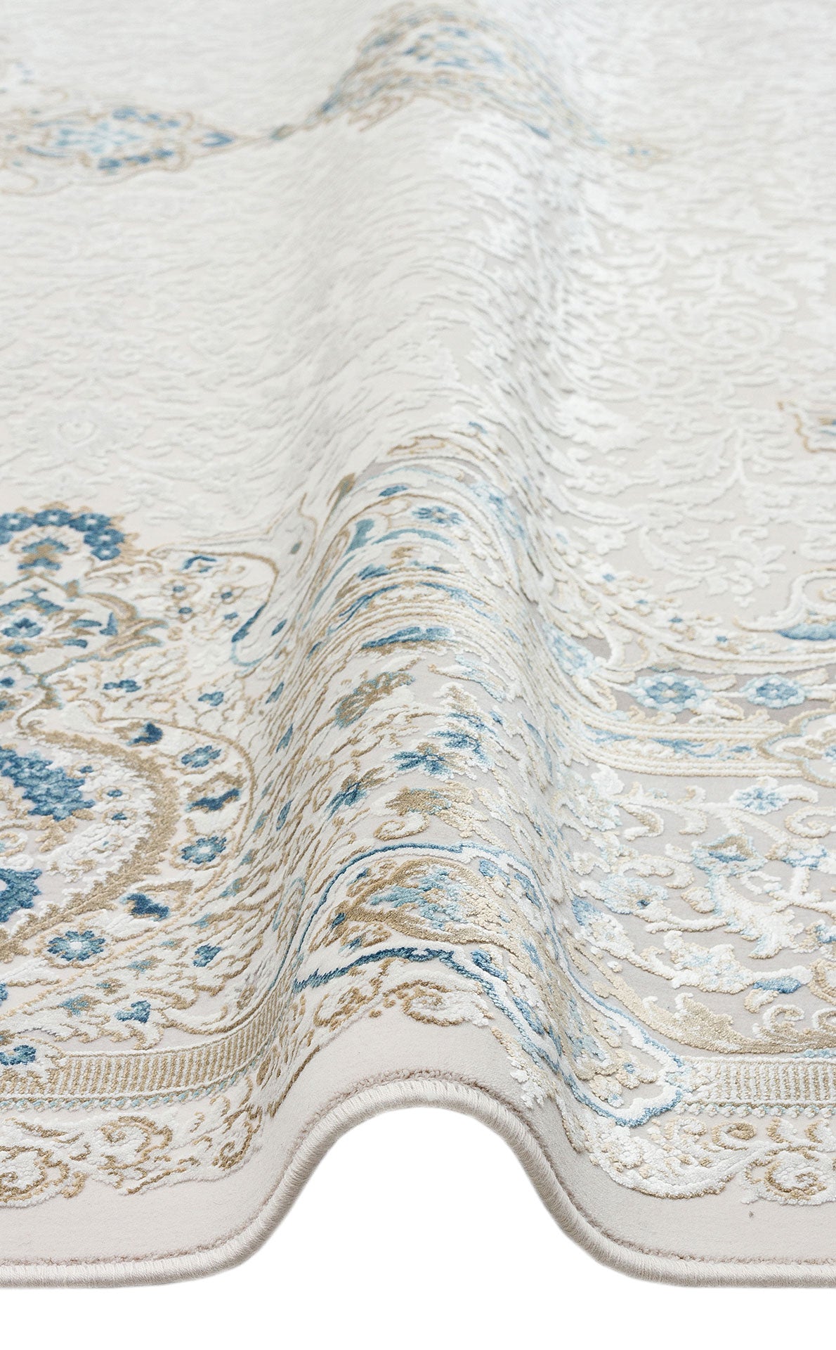 Closely Woven Modern Soft Textured High Quality Special Design Cream Blue Living Room Carpet