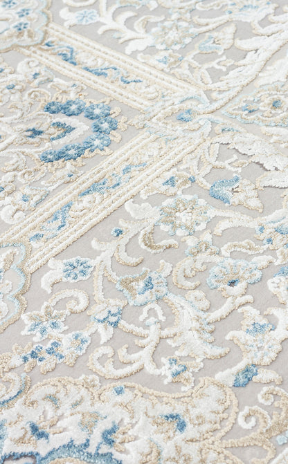 Closely Woven Modern Soft Textured High Quality Special Design Cream Blue Living Room Carpet