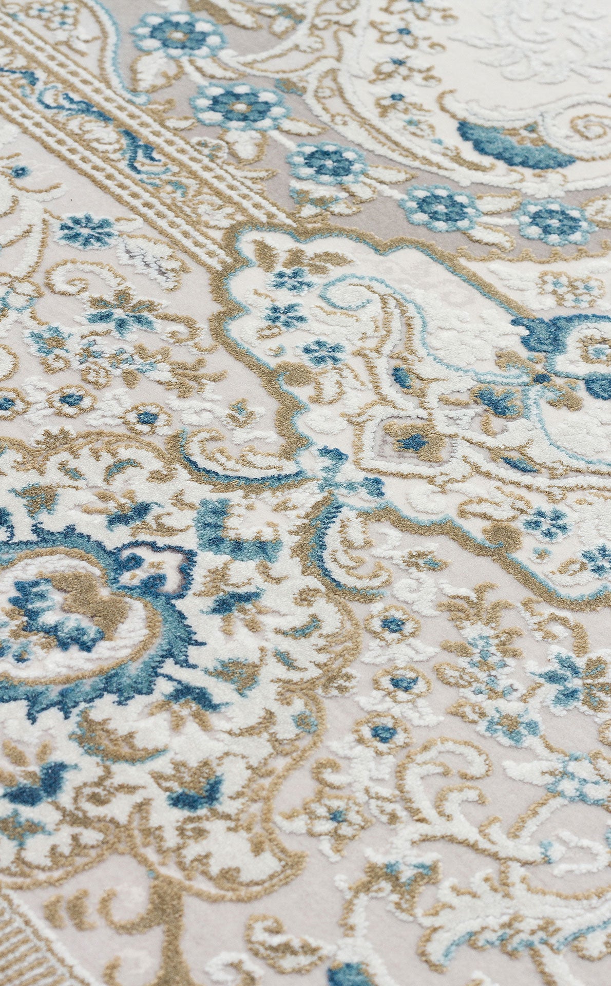 Closely Woven Modern Soft Textured High Quality Special Design Cream Blue Living Room Carpet