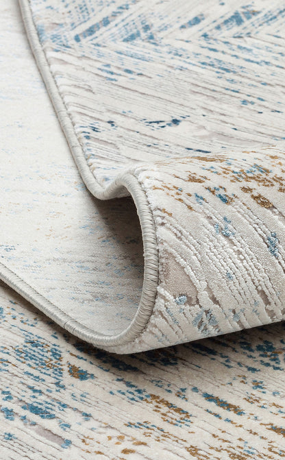 Closely Woven Modern Soft Textured High Quality Special Design Cream Blue Living Room Carpet