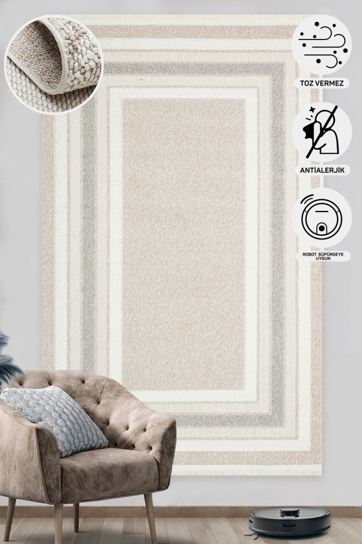 Soft Textured Knit Woven Modern Beige Gray Machine Made Carpet Living Room Kitchen Hallway Living Room Carpet