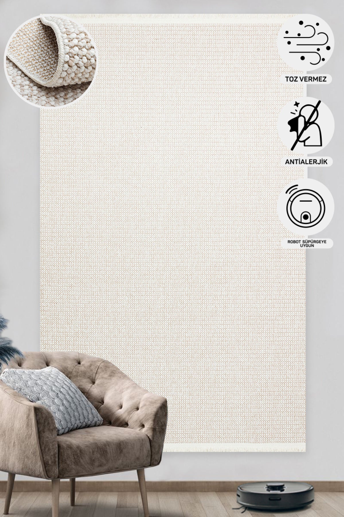 Soft Textured Knit Woven Modern Beige Machine Made Carpet Living Room Kitchen Hallway Living Room Carpet