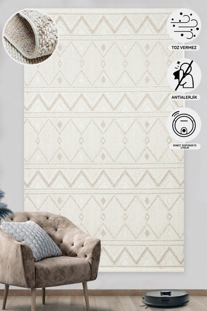 Soft Textured Knit Woven Modern White Beige Machine Made Carpet Living Room Kitchen Hallway Living Room Carpet