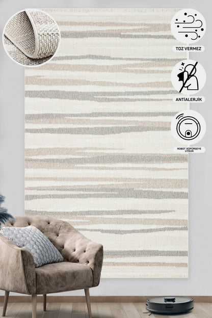 Soft Textured Knit Woven Modern White Beige Machine Made Carpet Living Room Kitchen Hallway Living Room Carpet