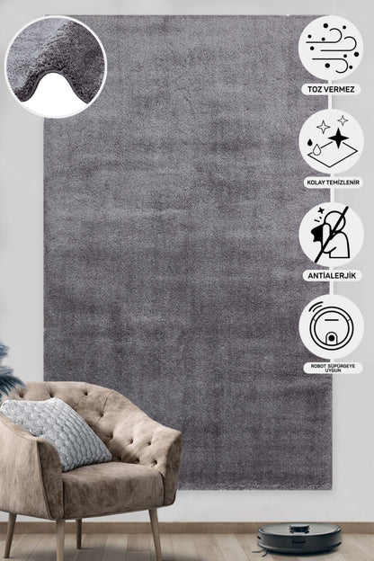 Soft Textured Fluffy Easy to Use Bedroom Living Room Antiallergic Modern Anthracite Shaggy Carpet