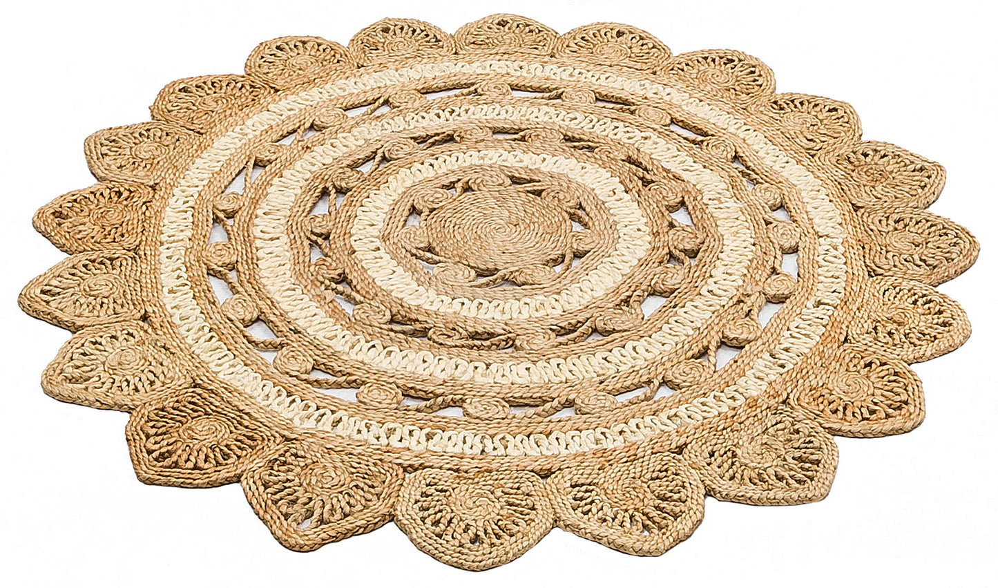 Durable Weave Natural Handmade Jute Wicker Round Oval Carpet Made with Hand Woven Jute Fibers