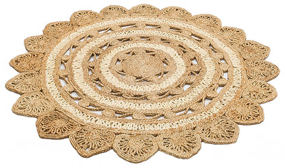 Durable Weave Natural Handmade Jute Wicker Round Oval Carpet Made with Hand Woven Jute Fibers