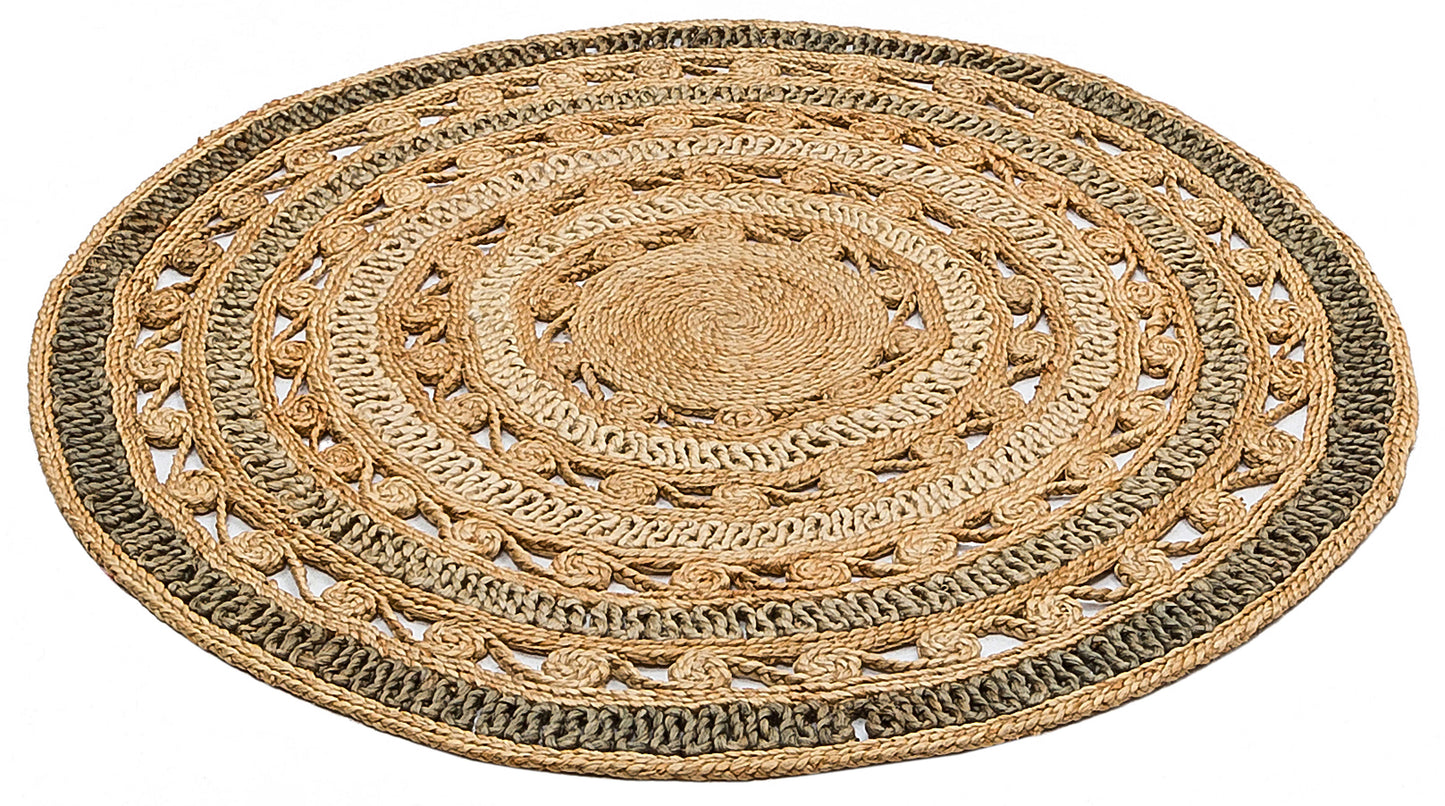 Durable Weave Natural Handmade Jute Wicker Round Oval Carpet Made with Hand Woven Jute Fibers