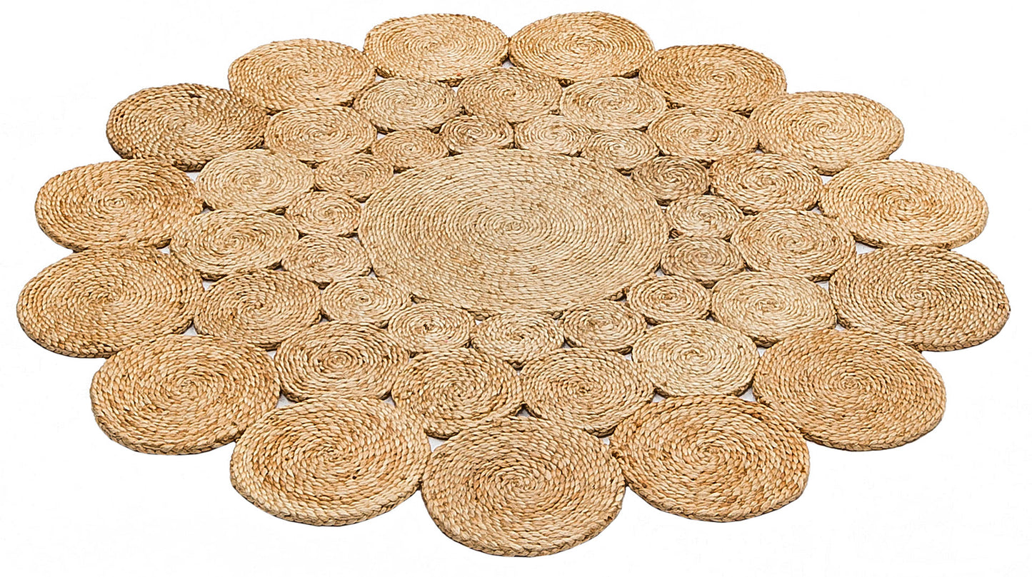 Durable Weave Natural Handmade Jute Wicker Round Oval Carpet Made with Hand Woven Jute Fibers