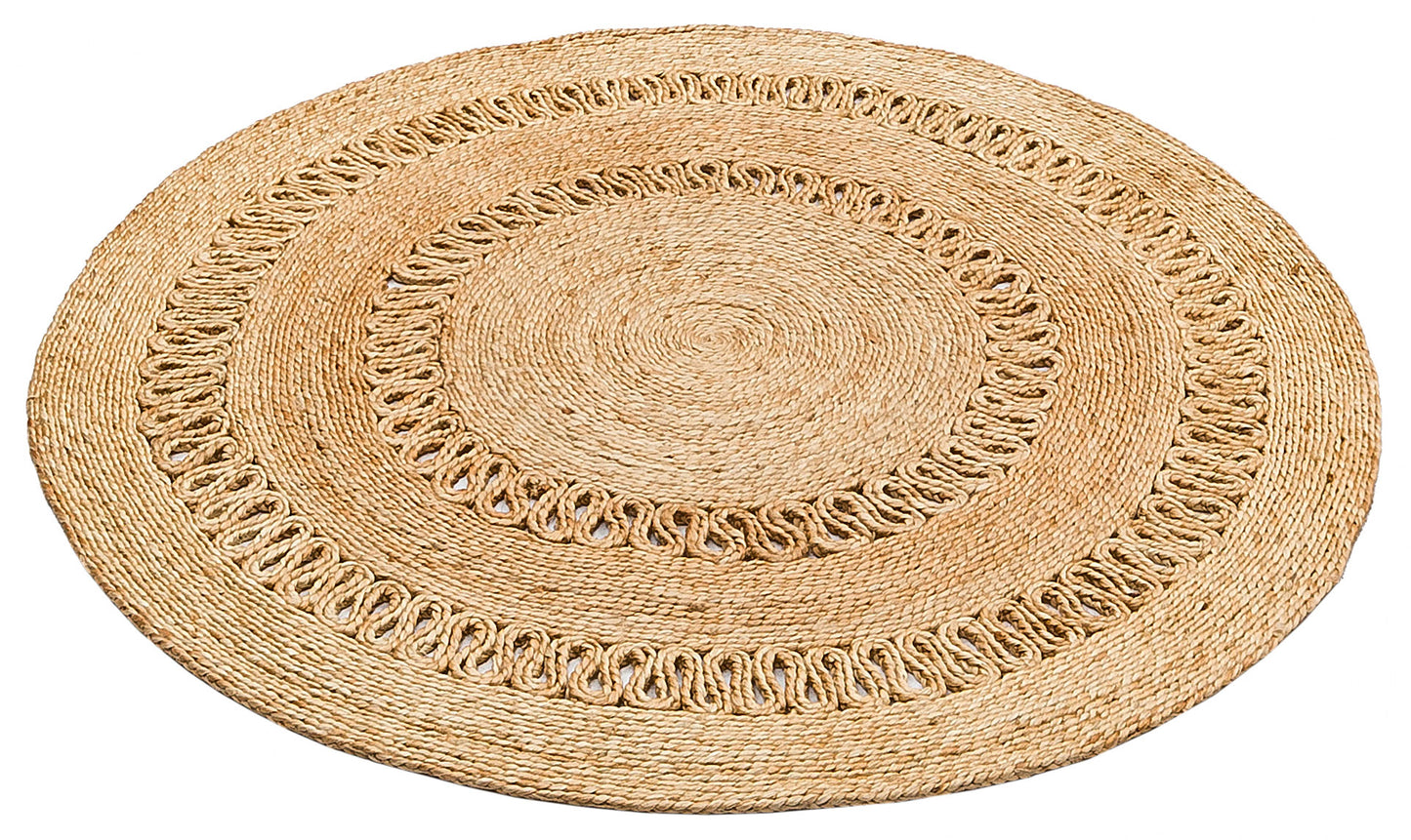 Durable Weave Natural Handmade Jute Wicker Round Oval Carpet Made with Hand Woven Jute Fibers