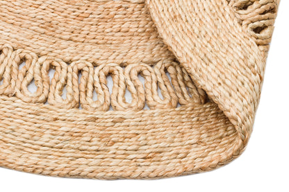 Durable Weave Natural Handmade Jute Wicker Round Oval Carpet Made with Hand Woven Jute Fibers