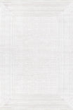 Blow White Framed Geometric Pattern Soft-Textured Machine Washable Rug | Living Room Lounge Hallway Runner Luxury